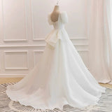 Niulatu Ball Gown Sweetheart Short Sleeves Long White Wedding Dresses SD2119