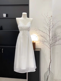 Niulatu A Line Straps Silk Chiffon White Long Women's Holiday Dresses SD211