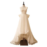Niulatu High Low Square Neckline Long White Satin Wedding Dresses SD2120