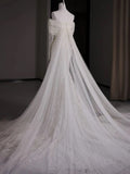 Niulatu Mermaid Off The Shoulder Long Sleeves White Lace Wedding Dresses SD2122