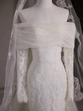 Niulatu Mermaid Off The Shoulder Long Sleeves White Lace Wedding Dresses SD2122