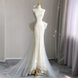 Niulatu Mermaid Sweetheart Lace White Satin Wedding Dresses SD2124