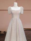 Niulatu Ball Gown Strapless Short Sleeves Long Wedding Dresses SD2125