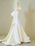 Niulatu Mermaid Sweetheart White Satin Wedding Dresses SD2128