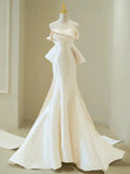 Niulatu Mermaid Sweetheart White Satin Wedding Dresses SD2128