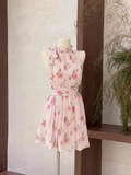 Niulatu A line Scoop Pink Chiffon Flora Holiday Dresses Short Birthday Dress SD212