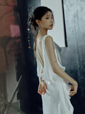 Niulatu A line Straps White Satin Long Wedding Dresses Bridal Dress SD2143