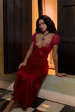 Niulatu Mermaid V Neckline Red Lace Long Evening Dress Prom Dresses SD2148