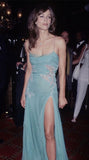 Niulatu Mermaid Spaghetti Straps Blue Long Prom Dress Evening Dress Formal Dress SD2149