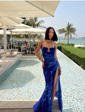 Niulatu Mermaid Spaghetti Straps Royal Blue Long Prom Dress Evening Dress Formal Dress SD2150