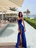 Niulatu Mermaid Spaghetti Straps Royal Blue Long Prom Dress Evening Dress Formal Dress SD2150