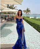 Niulatu Mermaid Spaghetti Straps Royal Blue Long Prom Dress Evening Dress Formal Dress SD2150