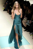 Niulatu Mermaid Straps Neckline Chiffon Slit Long Prom Dress Evening Dress Formal Dress SD2155