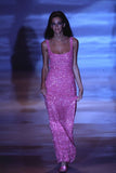 Niulatu Mermaid Square Neckline Pink Sequin Long Prom Dress Evening Dress Formal Dress SD2156