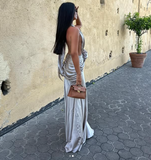 Niulatu A line Halter Neckline Long Prom Dress Evening Dress Formal Dress SD2158