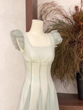 Niulatu A Line Square Neckline Chiffon Mint Green Women's Holiday Dresses SD215