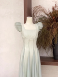 Niulatu A Line Square Neckline Chiffon Mint Green Women's Holiday Dresses SD215