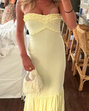Niulatu Mermaid Sweetheart Long Yellow Prom Dress Evening Dress Formal Dress SD2160