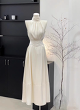 Niulatu 2 Pieces Top and Skirt Ivory Women's Midi Length Vacation Dresses SD216