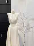 Niulatu 2 Pieces Top and Skirt Ivory Women's Midi Length Vacation Dresses SD216