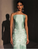 Niulatu Mermaid Strapless Neckline Green Satin Long Prom Dress Evening Dress Formal Dress SD2173