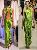 Niulatu Mermaid High Neckline Green Backless Prom Dress Evening Dress Formal Dress SD2179