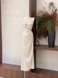 Niulatu 2 Pieces Top and Skirt Ivory Women's Long Vacation Dresses SD217