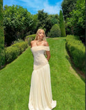 Niulatu Mermaid Off The Shoulder Long Champagne Prom Dress Evening Dress Formal Dress SD2180