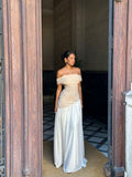 Niulatu Mermaid Off The Shoulder Long Champagne Prom Dress Evening Dress Formal Dress SD2180