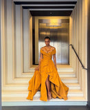 Niulatu A line Off The Shoulder Long Slit Prom Dress Evening Dress Formal Dress SD2181