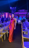 Niulatu A line Halter Neckline Satin Long Prom Dress Evening Dress Formal Dress SD2182
