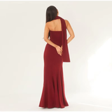Niulatu Mermaid Spaghetti Straps Floor Length Red Prom Dress Evening Dress Formal Dress With Ribbon SD2194