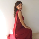 Niulatu Mermaid Spaghetti Straps Floor Length Red Prom Dress Evening Dress Formal Dress With Ribbon SD2194