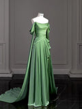 Niulatu A Line Off The Shoulder Satin Prom Dresses Long Evening Gown Formal Party Dress SD2199