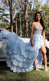 Niulatu A-Line Straps Blush Pink Lace Long Prom Dresses Formal Evening Dress SD2203