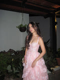 Niulatu A-Line Straps Blush Pink Lace Long Prom Dresses Formal Evening Dress SD2203
