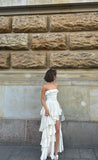 Niulatu A-Line Strapless Chiffon Long Prom Dresses Formal Evening Dress SD2204