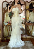 Niulatu A-Line Strapless Chiffon Long Prom Dresses Formal Evening Dress SD2205