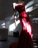Niulatu Mermaid Spaghetti Straps Chiffon Long Prom Dresses Formal Evening Dress SD2207