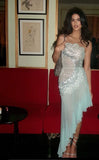 Niulatu Mermaid Strapless Chiffon Blue Prom Dresses Formal Evening Dress SD2211