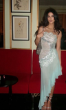 Niulatu Mermaid Strapless Chiffon Blue Prom Dresses Formal Evening Dress SD2211