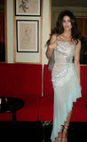 Niulatu Mermaid Strapless Chiffon Blue Prom Dresses Formal Evening Dress SD2211