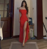 Niulatu Mermaid Off The Shoulder Red Evening Dress Long Prom Dresses SD2213