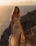 Niulatu Mermaid Spaghetti Straps Long Prom Dresses Formal Evening Dress SD2214