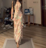 Niulatu Mermaid Spaghetti Straps Chiffon Evening Dress Long Prom Dresses SD2216