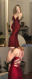 Niulatu mermaid long prom dress spaghetti straps simple prom dress SD2217