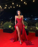 Niulatu Mermaid Sweetheart Sequin Red Prom Dresses Long Party Dress SD2218