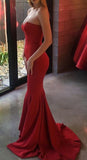 Niulatu Mermaid Sweetheart Satin Red Prom Dresses Long Party Dress SD2227