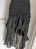 Niulatu Sheath Strapless Black High Low Women's Holiday Dresses Birthday Outfits SD224