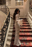 Niulatu Mermaid Sweetheart White Lace Long Prom Dresses Party Dress SD2251